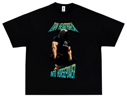 HEARTBREAK INTO HORSEPOWER – OVERSIZED TERRY T-SHIRT (GYM)