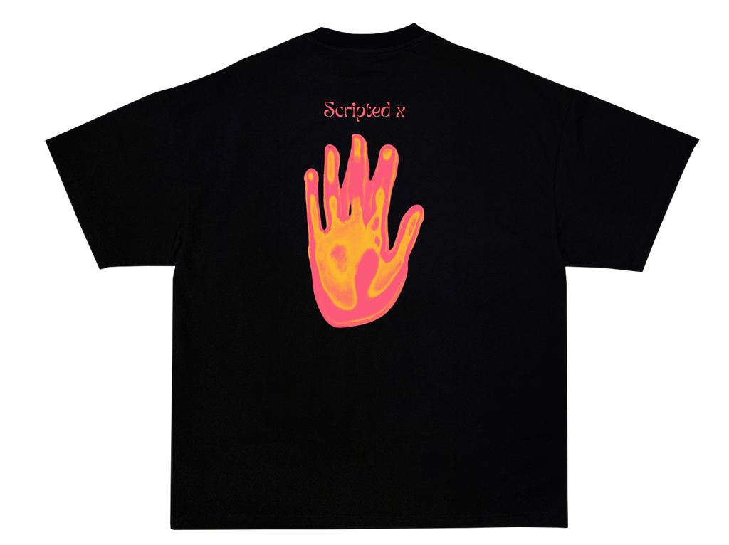 SCRIPTEDX HAND DESIGN – OVERSIZED TERRY T-SHIRT