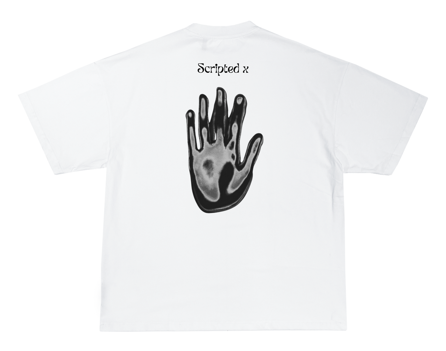 SCRIPTEDX HAND DESIGN – OVERSIZED TERRY T-SHIRT