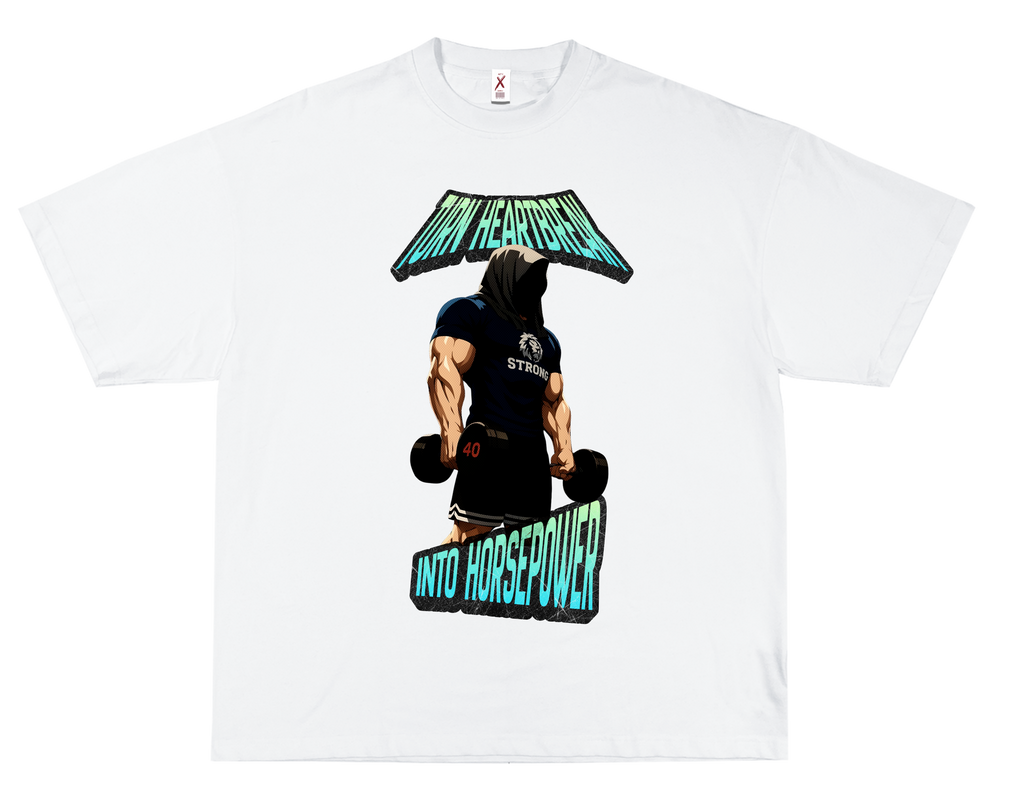 HEARTBREAK INTO HORSEPOWER – OVERSIZED TERRY T-SHIRT (GYM)