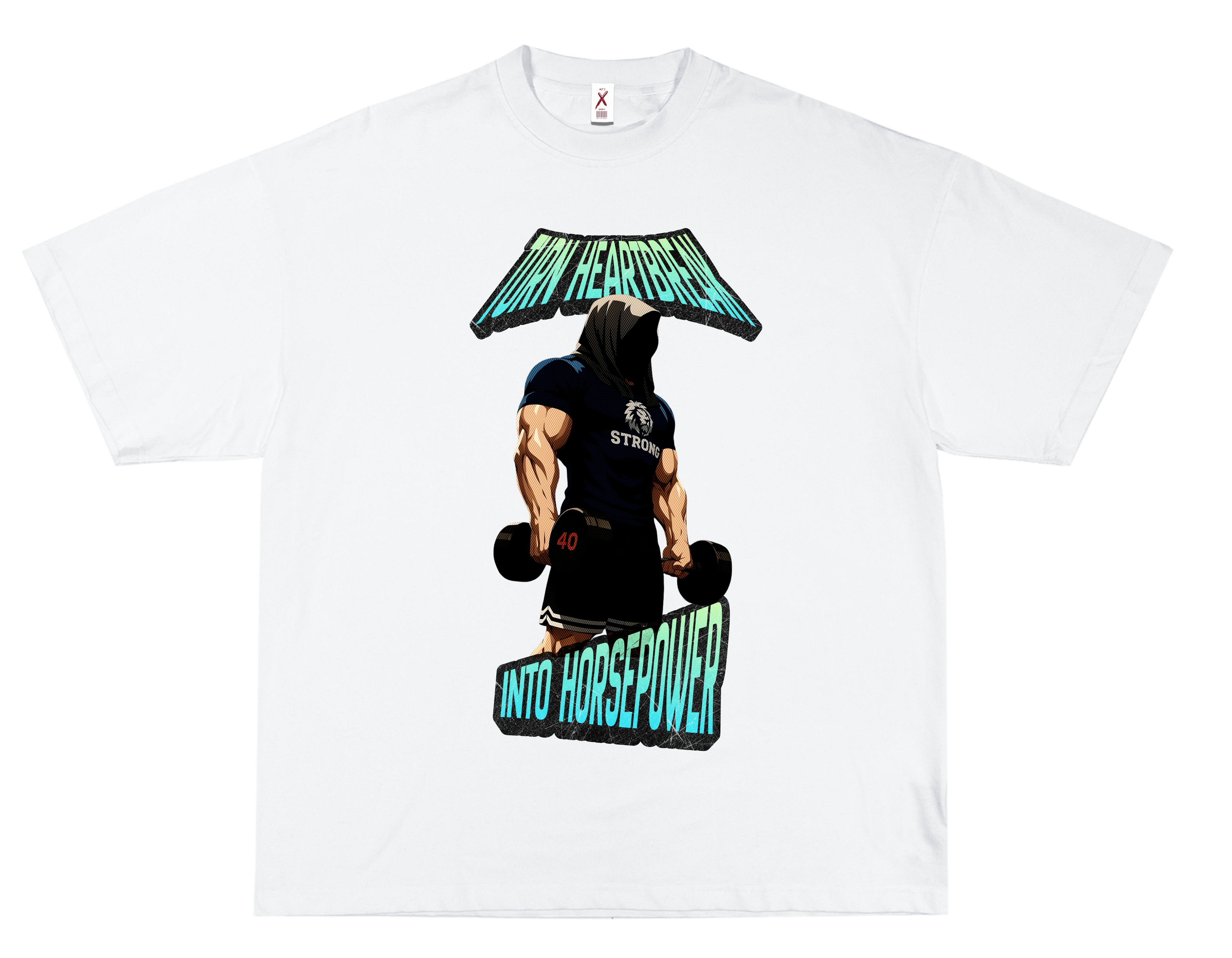 HEARTBREAK INTO HORSEPOWER – OVERSIZED TERRY T-SHIRT (GYM)