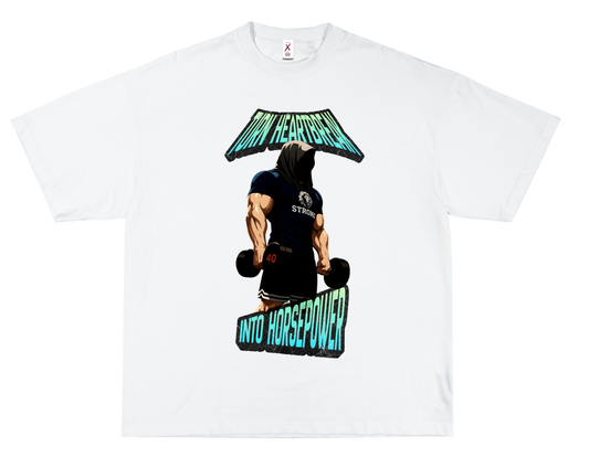 HEARTBREAK INTO HORSEPOWER – OVERSIZED TERRY T-SHIRT (GYM)